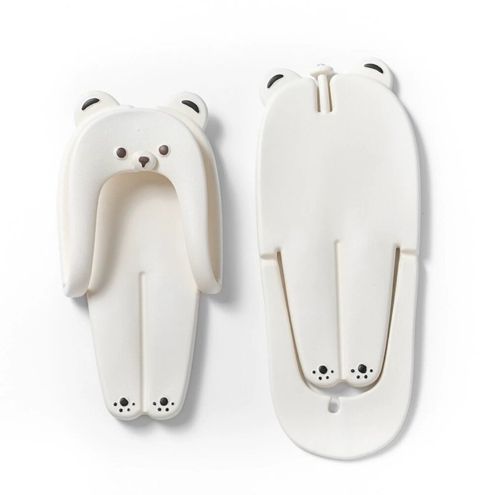Couple'sPortable Cute Bear Flip Flops, Quick Dry Shower ~Travel Essentials~WHITE